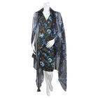 Dolce & Gabbana Blue Floral Silk Chiffon Sheer Large Shawl Scarf