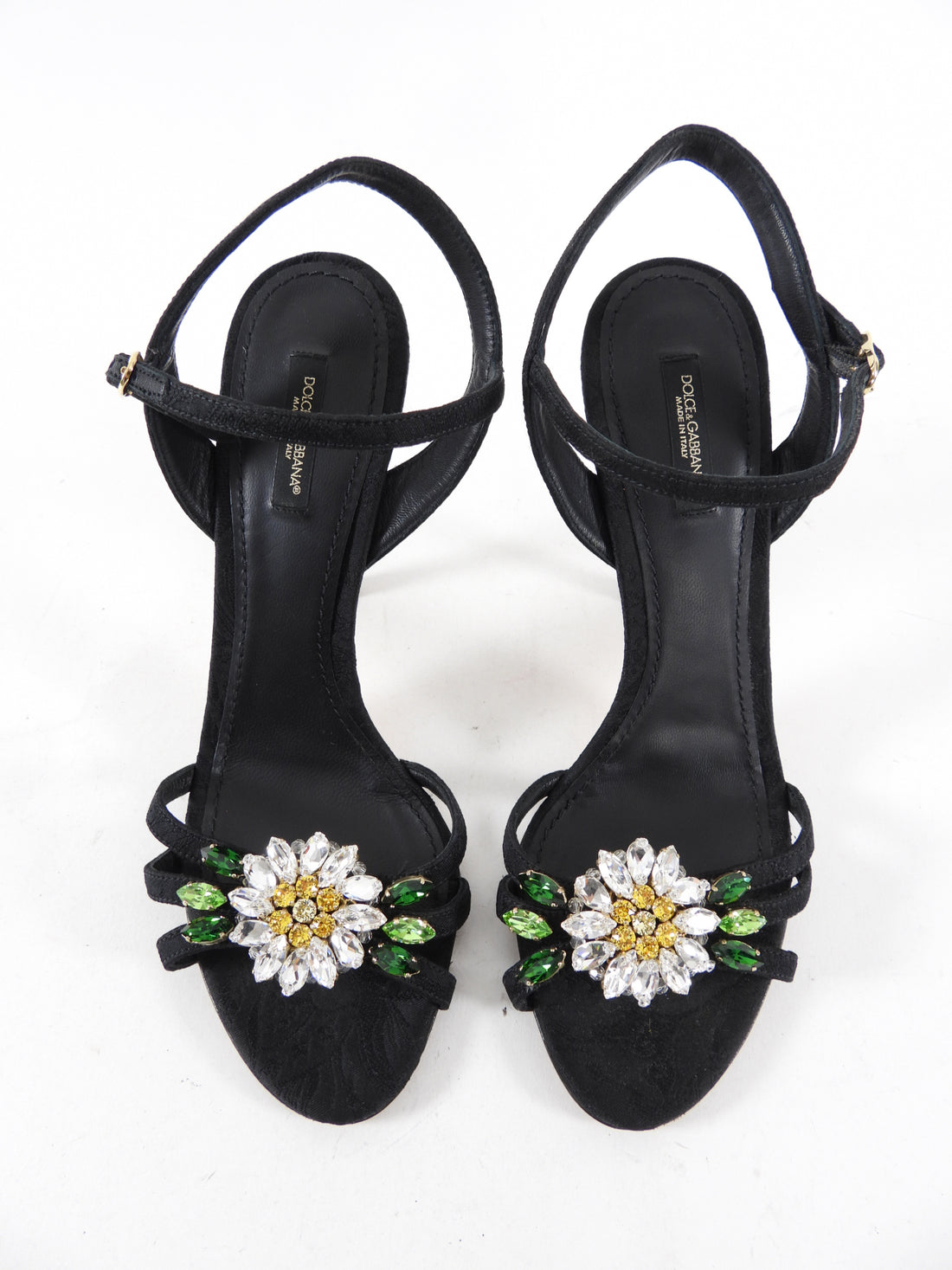 Dolce & Gabbana Jacquard and Rhinestone Flower Heels