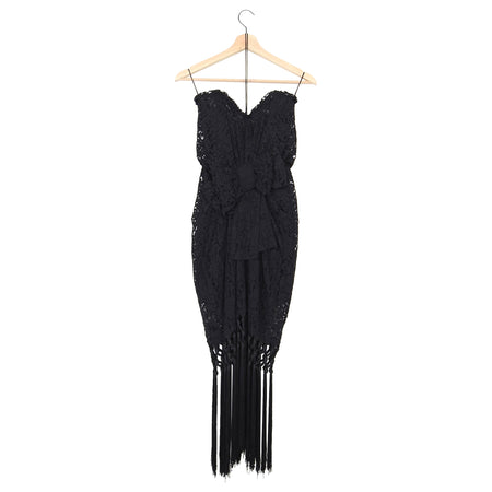 Dolce & Gabbana Black Strapless Lace Fringe Cocktail Dress – IT42 / USA 6