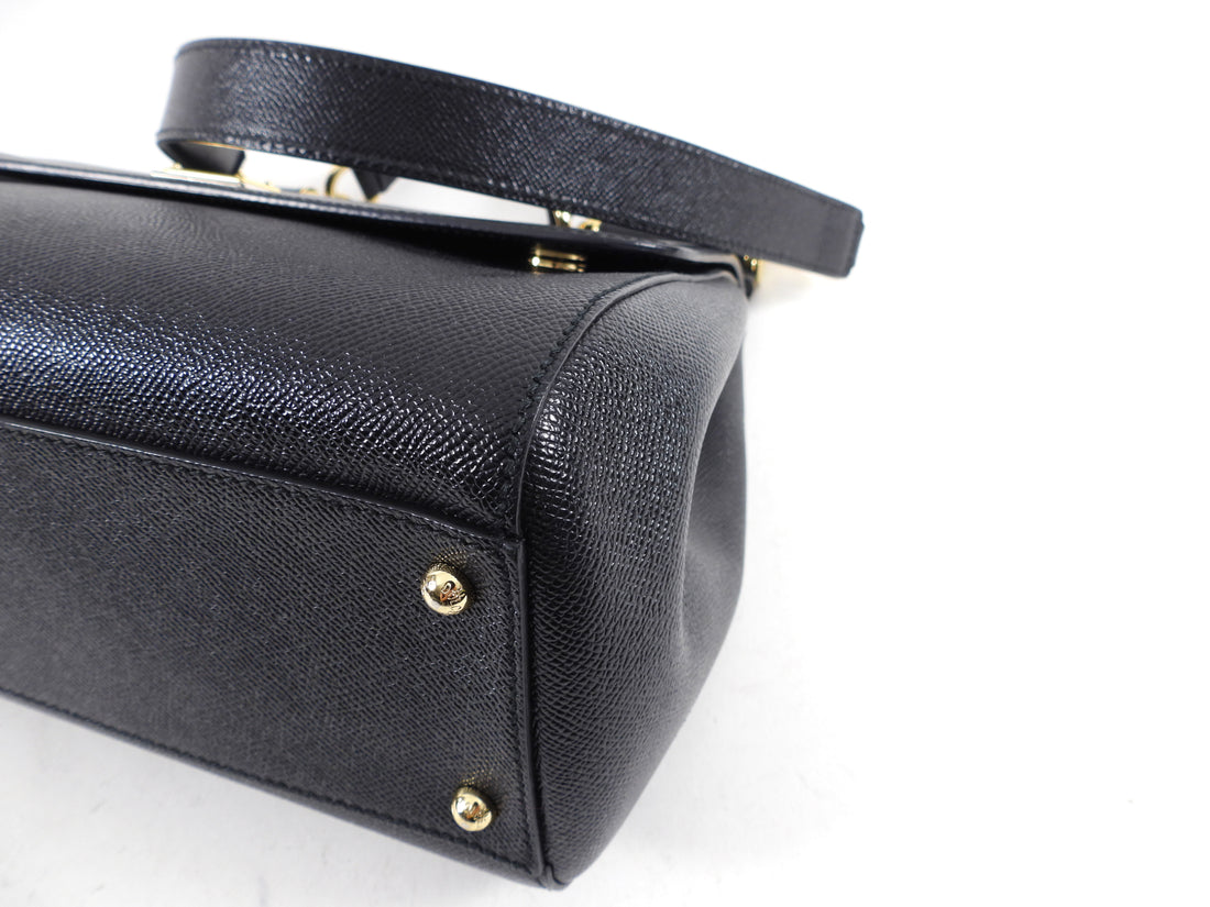 Dolce & Gabbana Miss Sicily Bag Printed Leather Large Black 19338810
