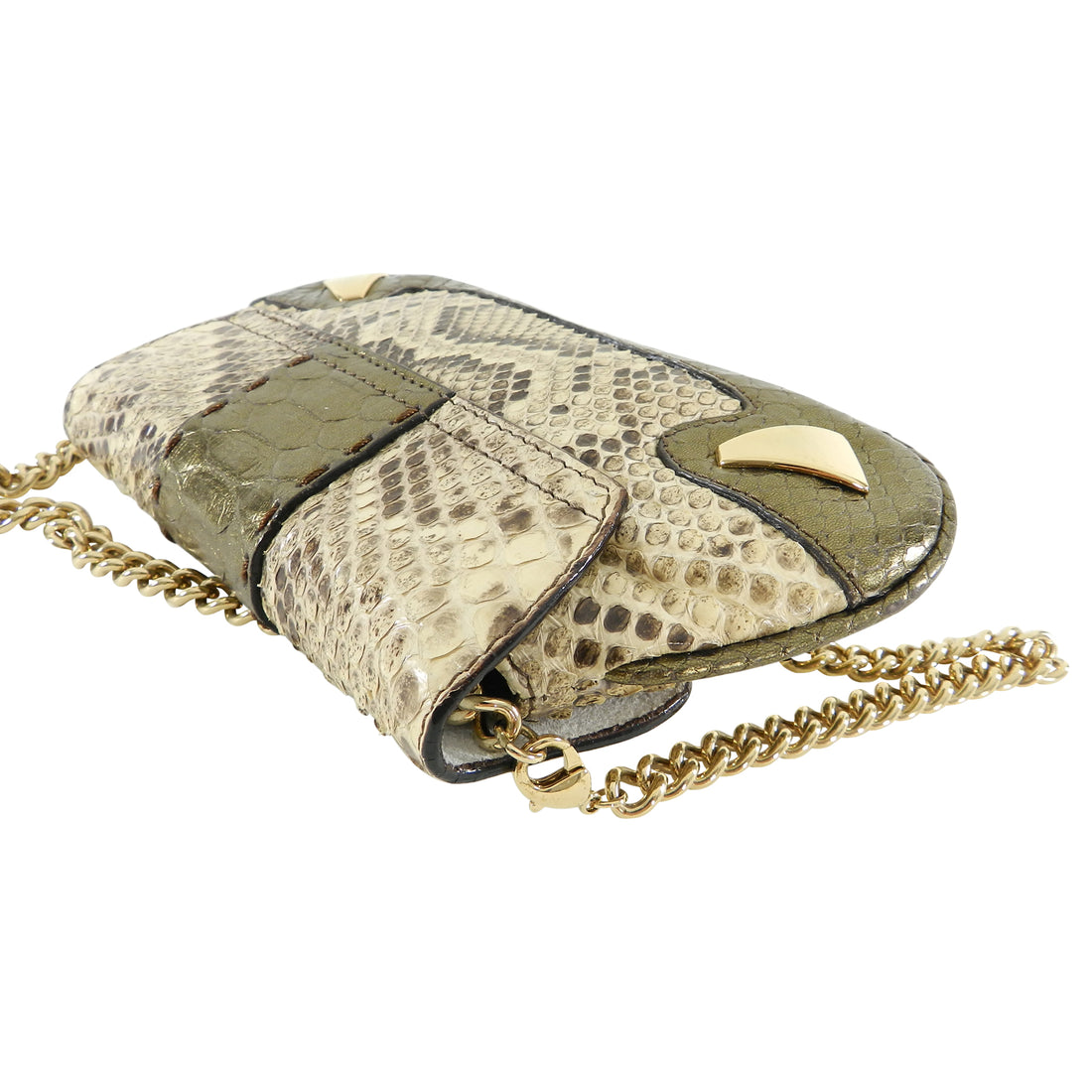 Dolce Gabbana Bronze Python Mini Bag and Coin Pouch Set