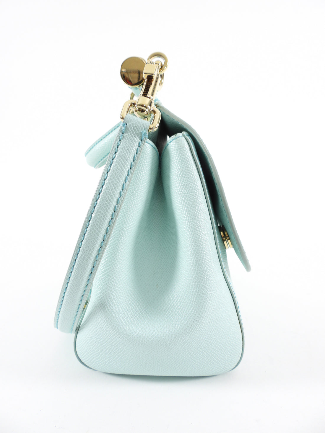 Dolce & Gabbana Turquoise Leather Small Miss Sicily Top Handle Bag