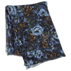 Dolce & Gabbana Blue Floral Silk Chiffon Sheer Large Shawl Scarf