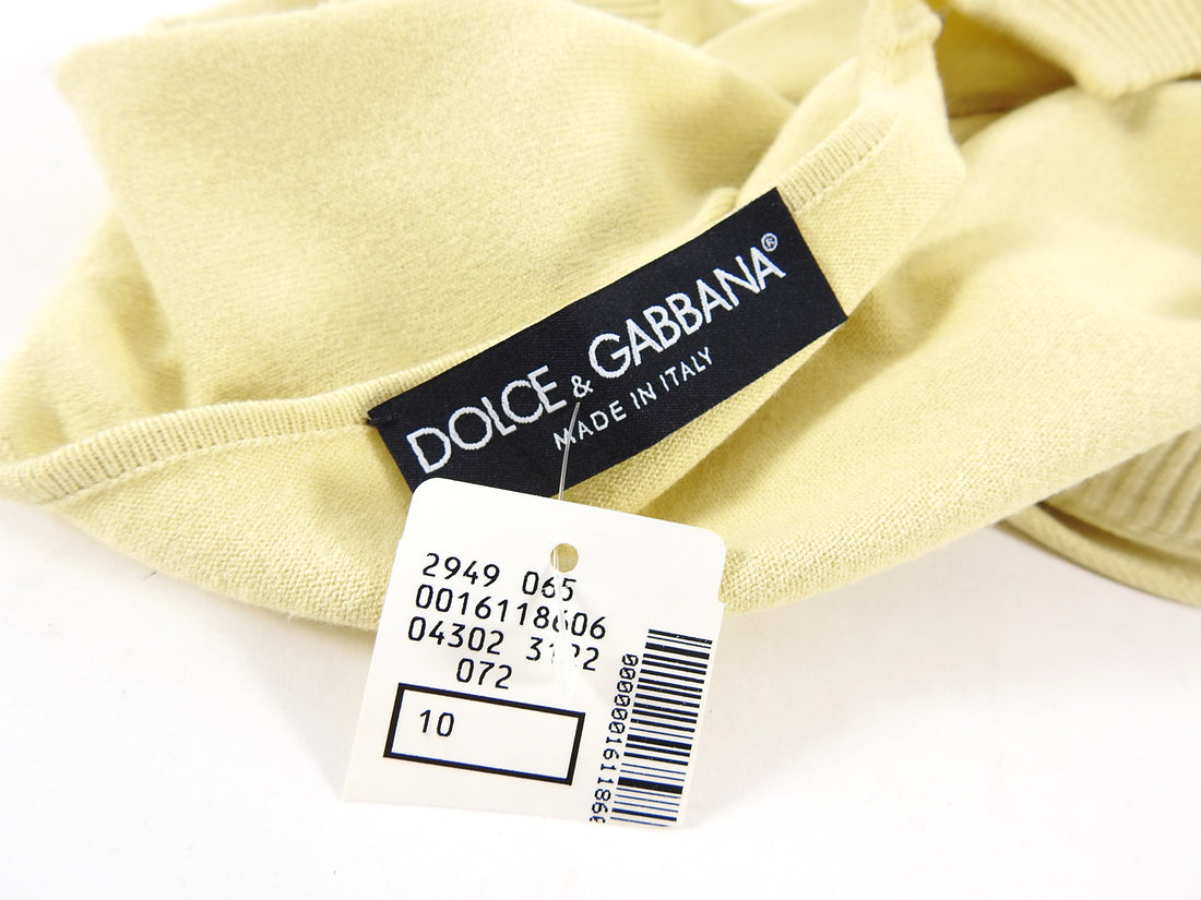 Dolce & Gabbana Yellow Scoop Neck Cardigan Sweater - L / 8/10
