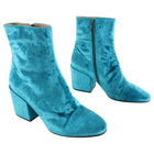 Dries Van Noten Turquoise Velvet Ankle Boots - 37