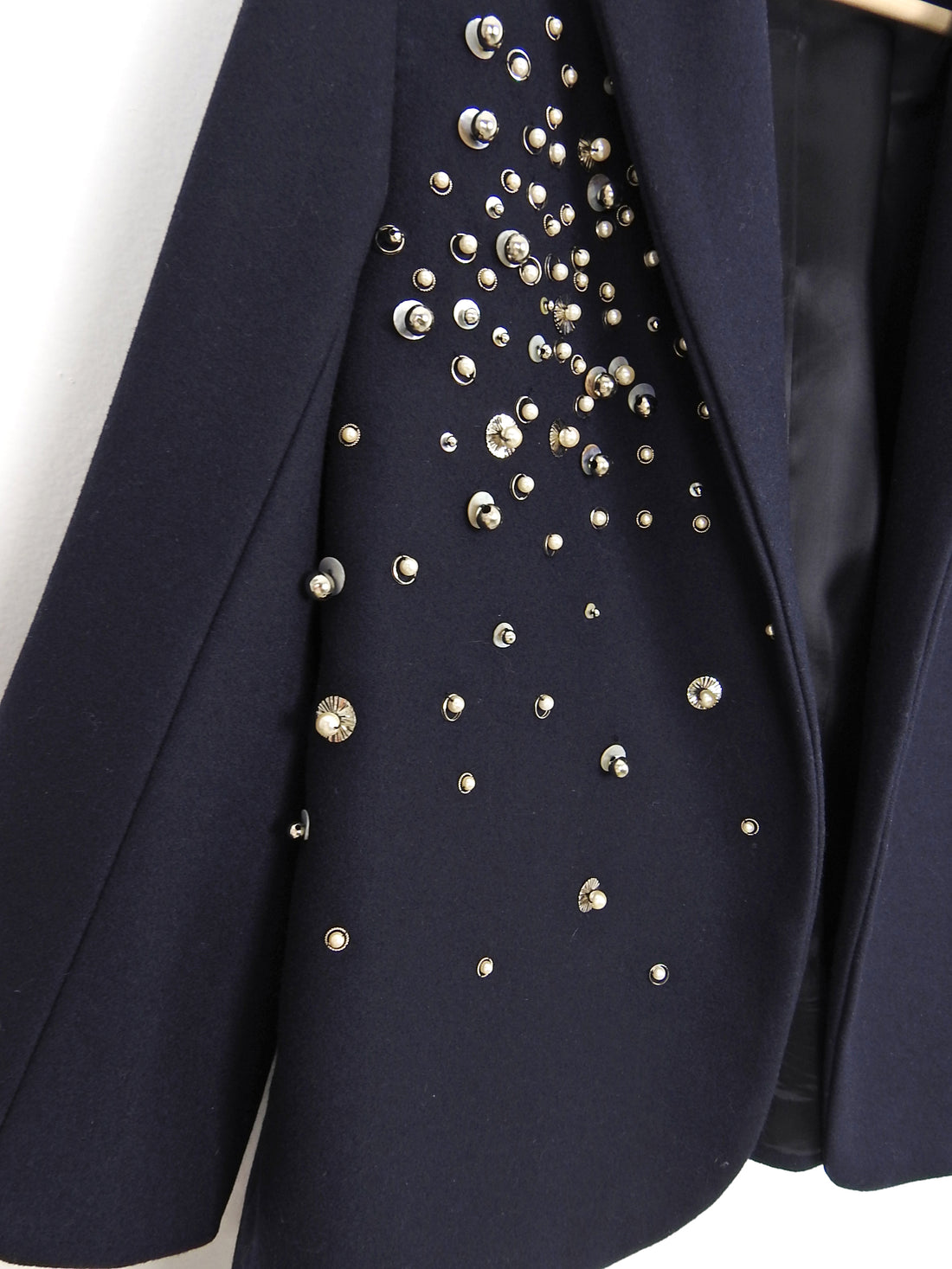 Dries Van Noten Navy Pearl Embellished Jacket – 40 / 8