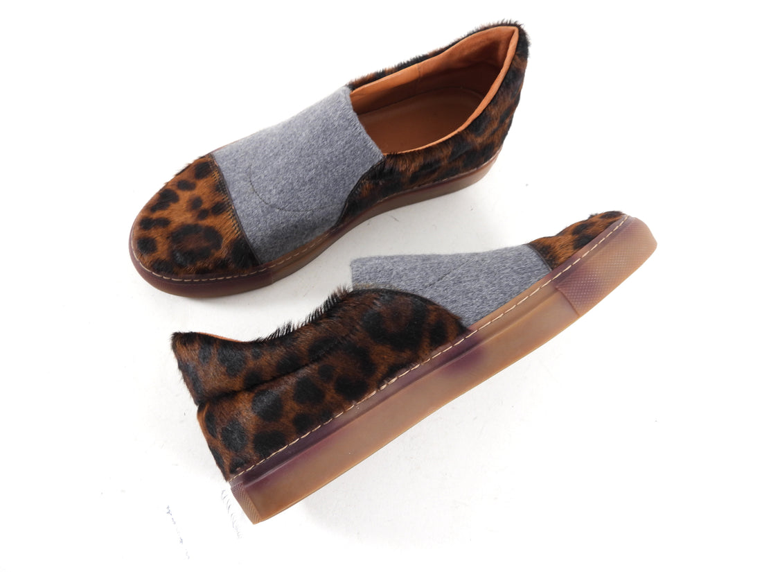 Dries Van Noten Leopard Calf Hair Flat Sneakers - 36.5