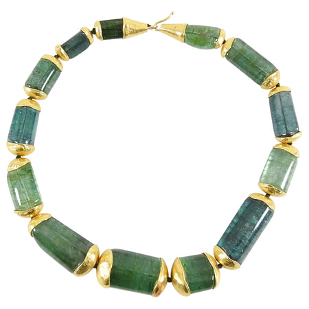 Eileen Coyne 22k Gold Green Tourmaline Bead Necklace
