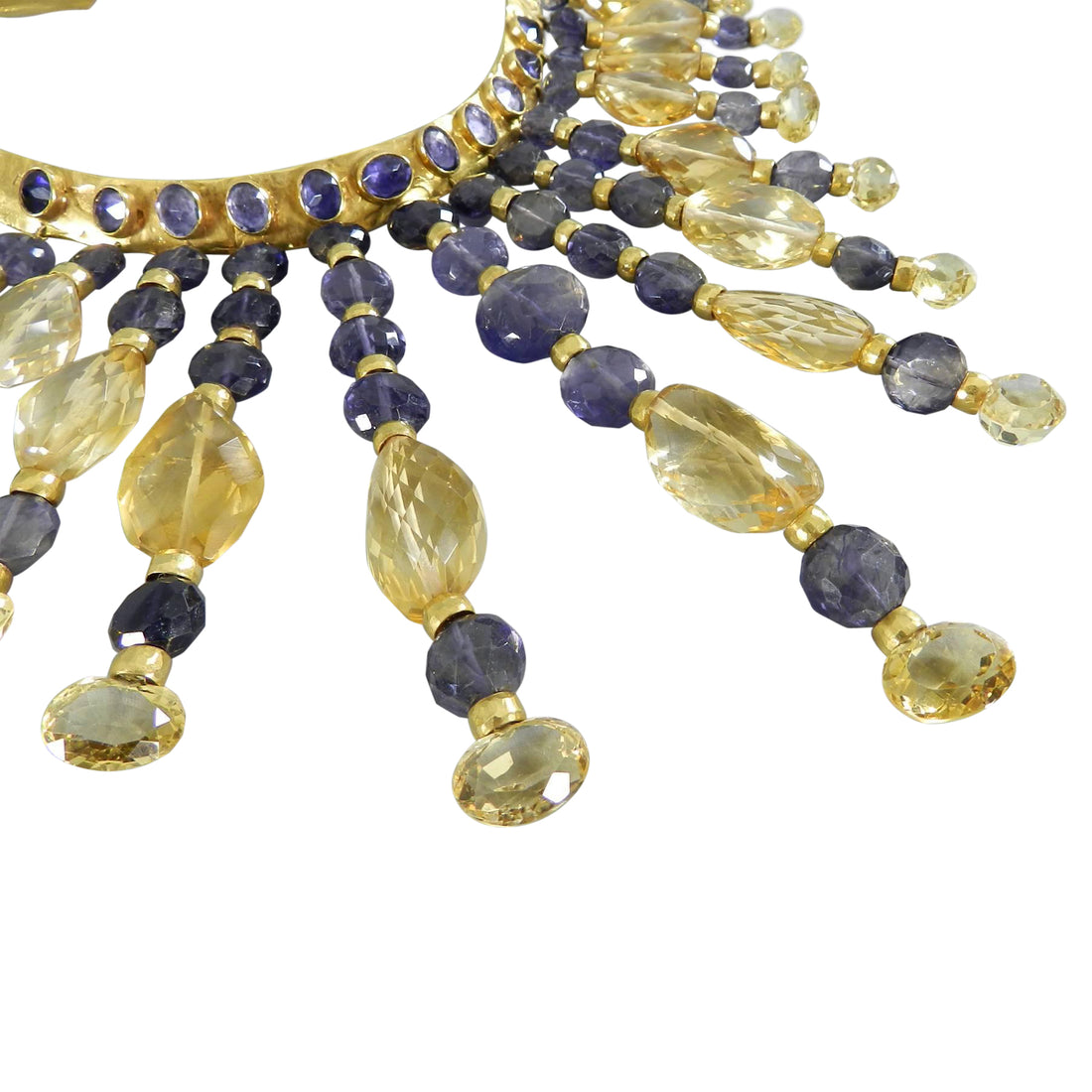 Eileen Coyne Tourmaline Hammered 22k Gold Fringe Necklace