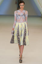 Erdem Spring 2013 Runway Yellow / Blue Lace / Python Pattern Panelled Skirt - 4