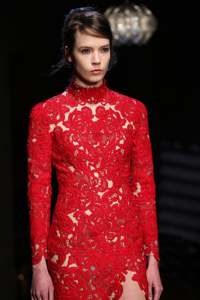 Erdem Fall 2015 Red Guipure Lace Long Sleeve Cocktail Dress - 2/4 – I ...