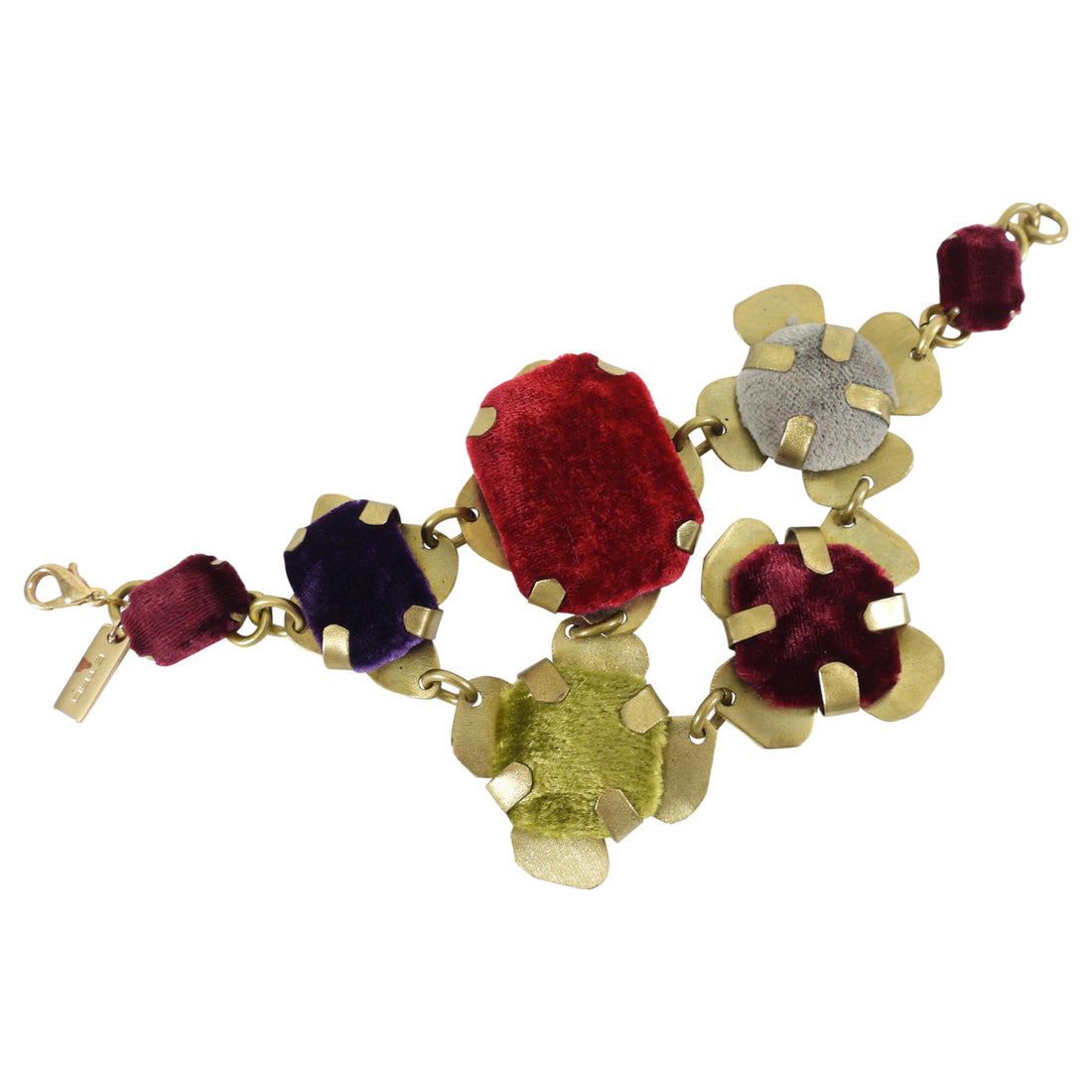Etro Velvet Floral Link Statement Bracelet