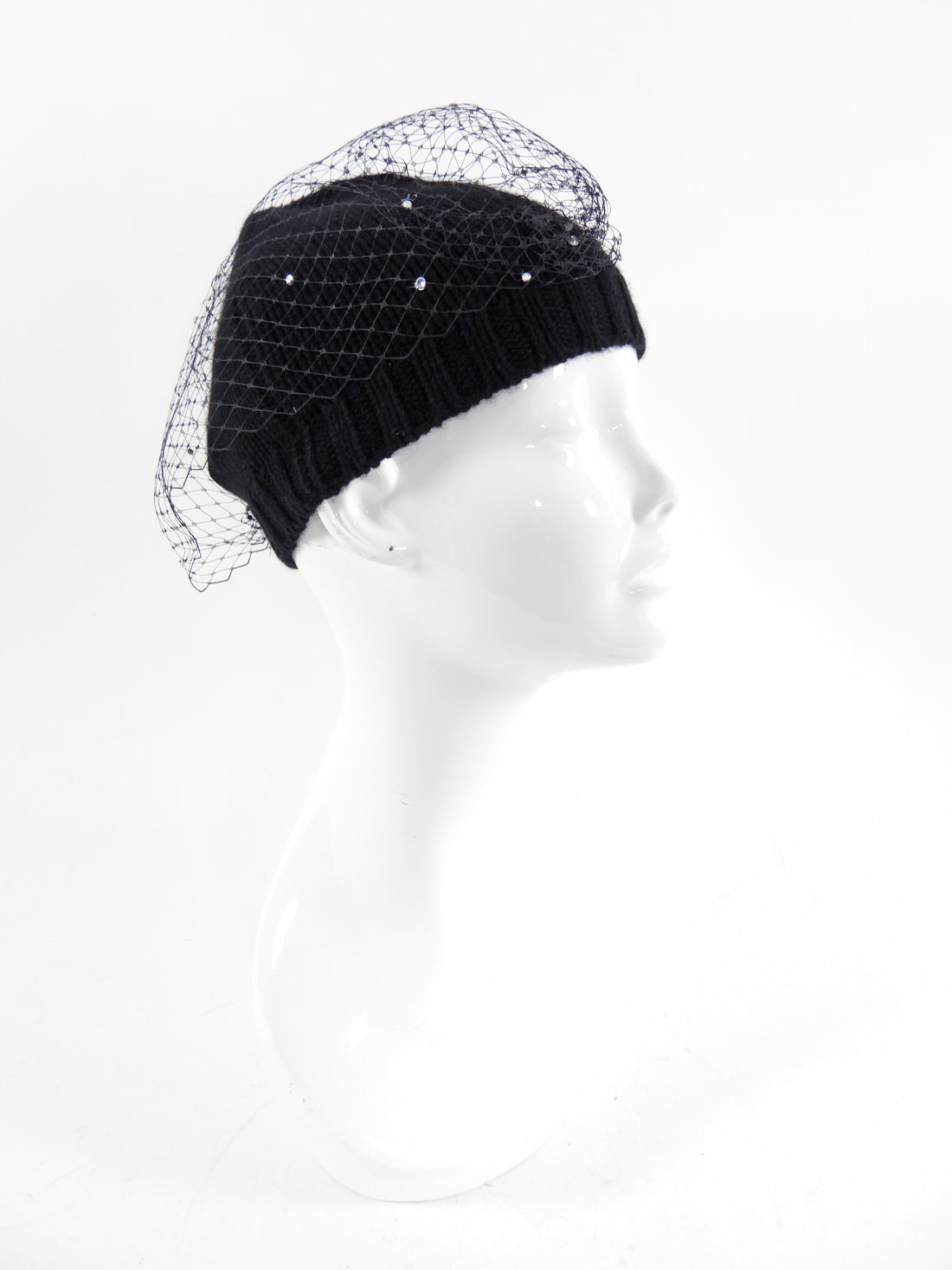 Eugenia Kim Black Knit Mesh Overlay Lucinda Toque Hat