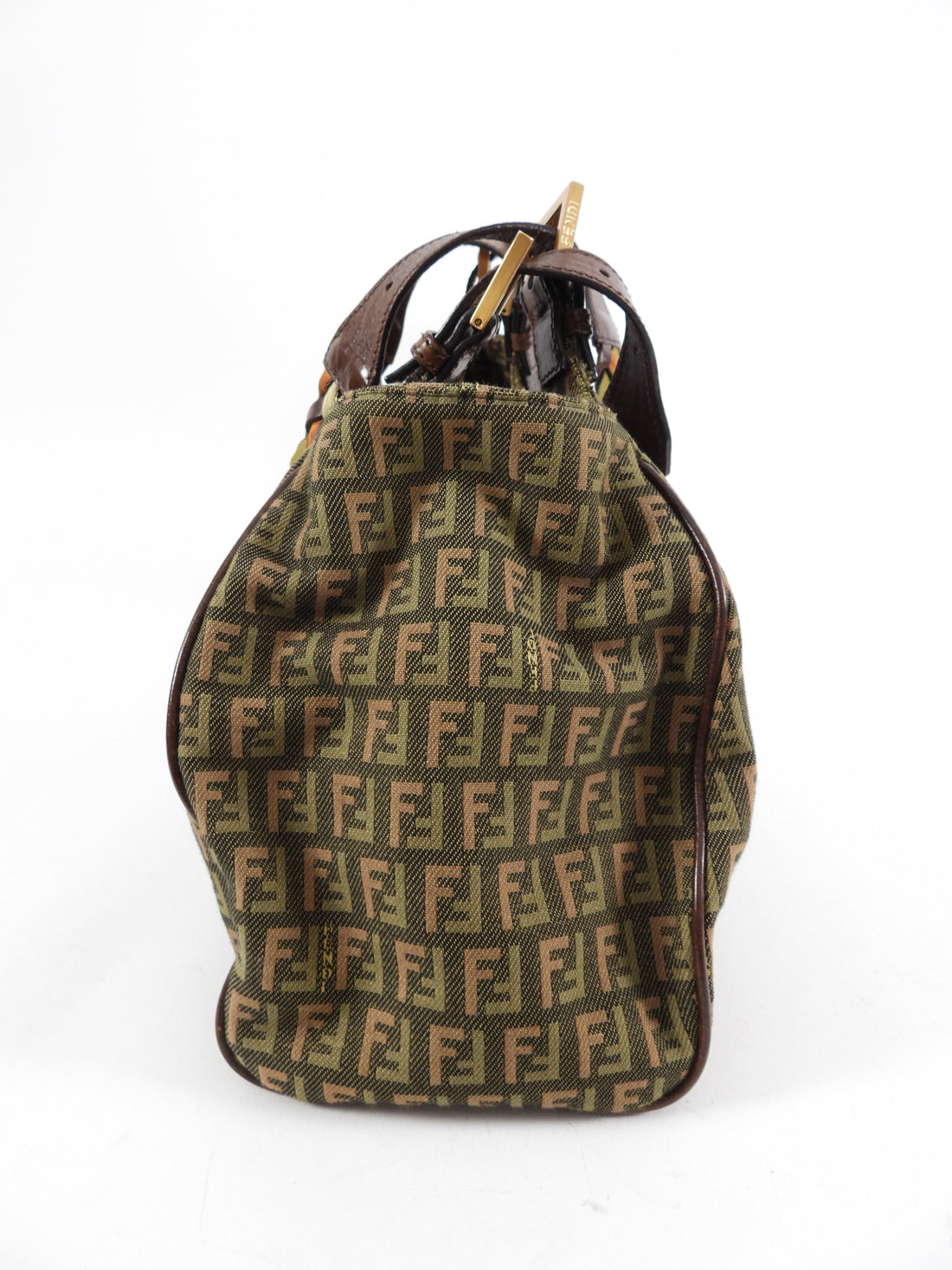 Fendi zucca canvas shoulder on sale bag