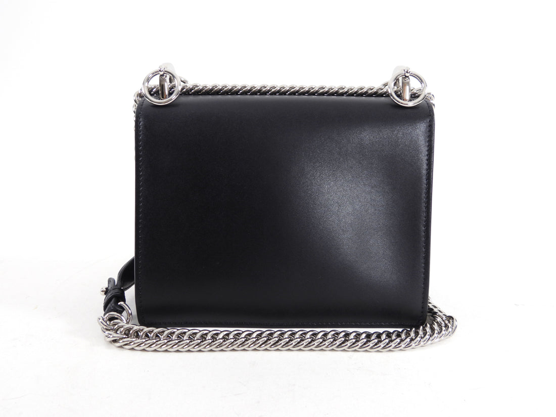 Fendi Black Leather Kan 1 Small Crossbody Chain Bag