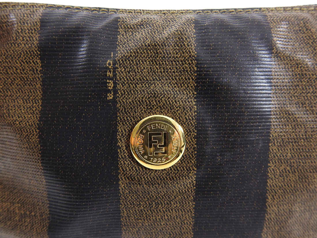 Fendi Vintage Early 1990's Pequin Coated Canvas Cosmetic Small Clutch Bag