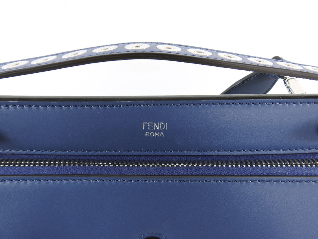 Fendi Blue Leather DotCom Grommet Satchel Bag