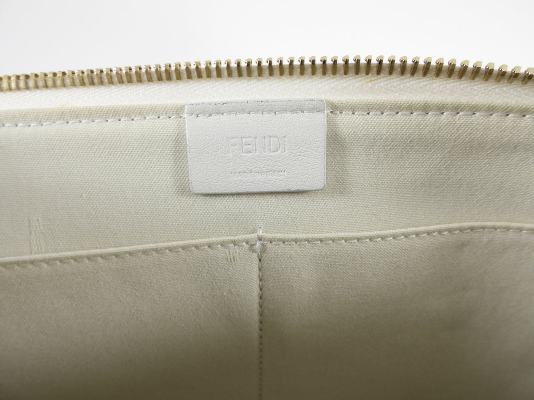 Fendi White Karlito Stud Clutch Bag