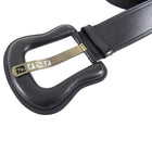 Fendi Black Leather Wide B Buckle Belt 