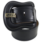 Fendi Black Leather Wide B Buckle Belt 