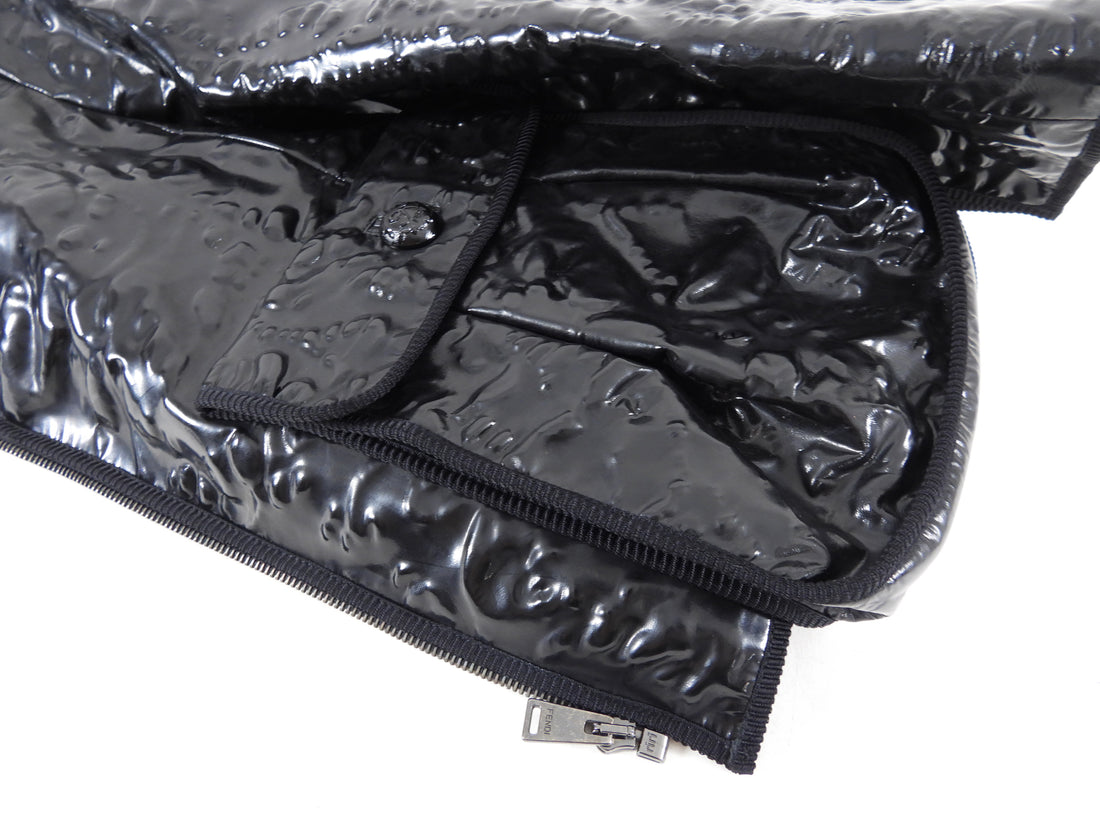 Fendi Black Molded Leather Zip Jacket - USA XS / 0 / 2