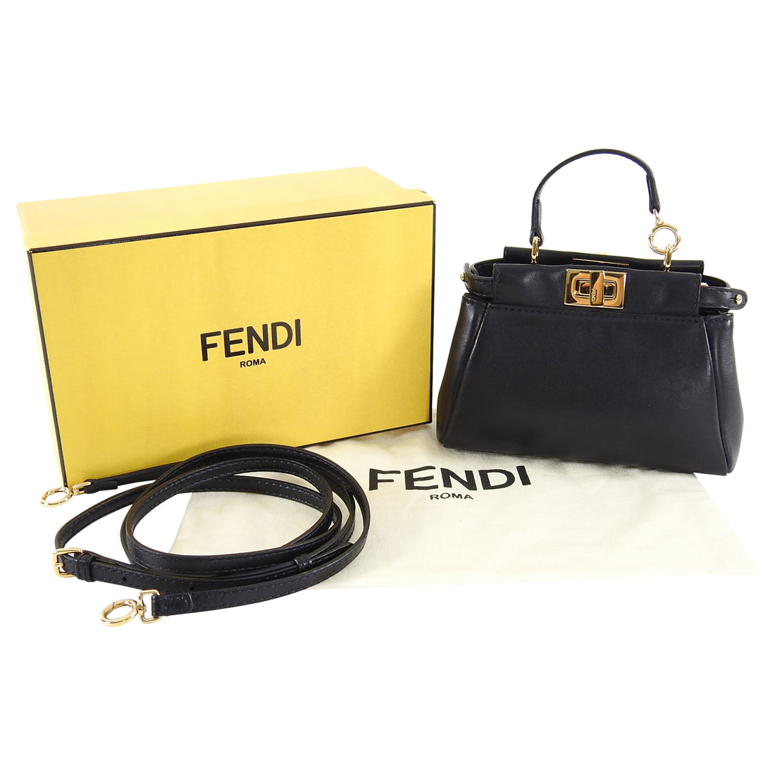 Fendi Black Micro Mini Peekaboo Crossbody Bag 