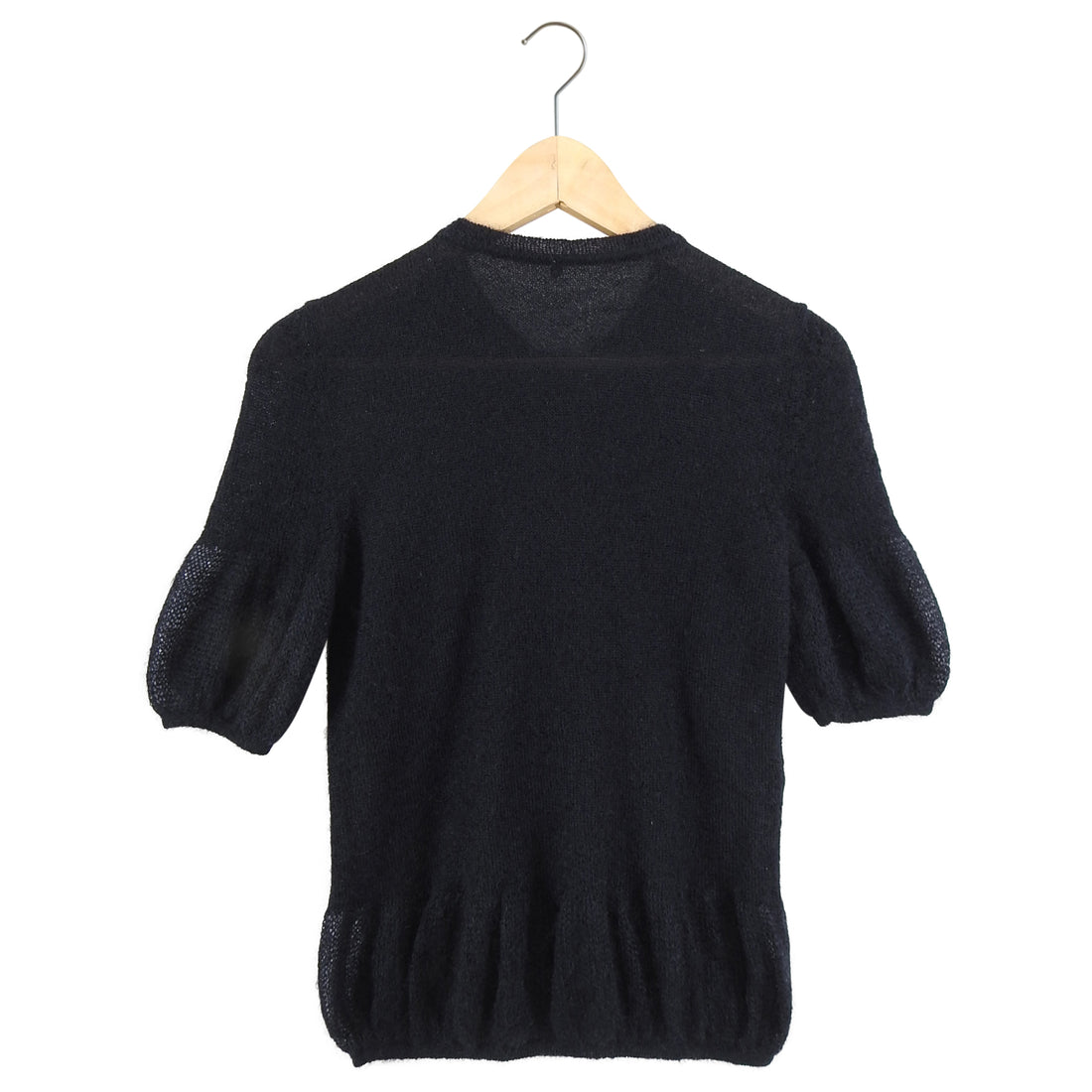 Fendi Black Mohair Short Sleeve Bead Embellished Knit Sweater - IT40 / XS