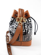 Fendi PVC Zucca and Tan Leather Grande / Large Mon Tresor Bucket Bag