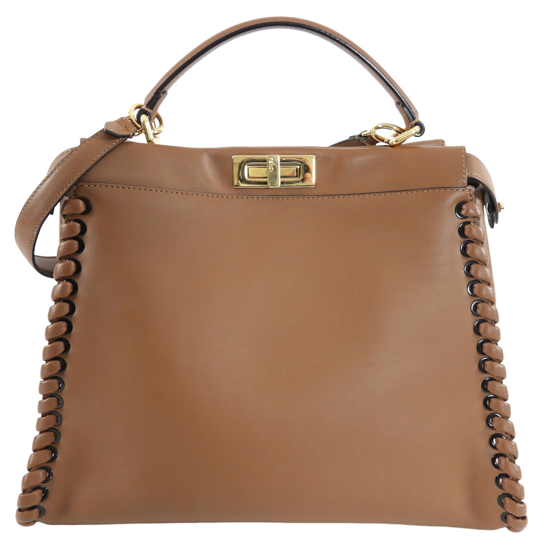Fendi Large Brown Leather Whipstitch Peekaboo Bag – I MISS YOU VINTAGE