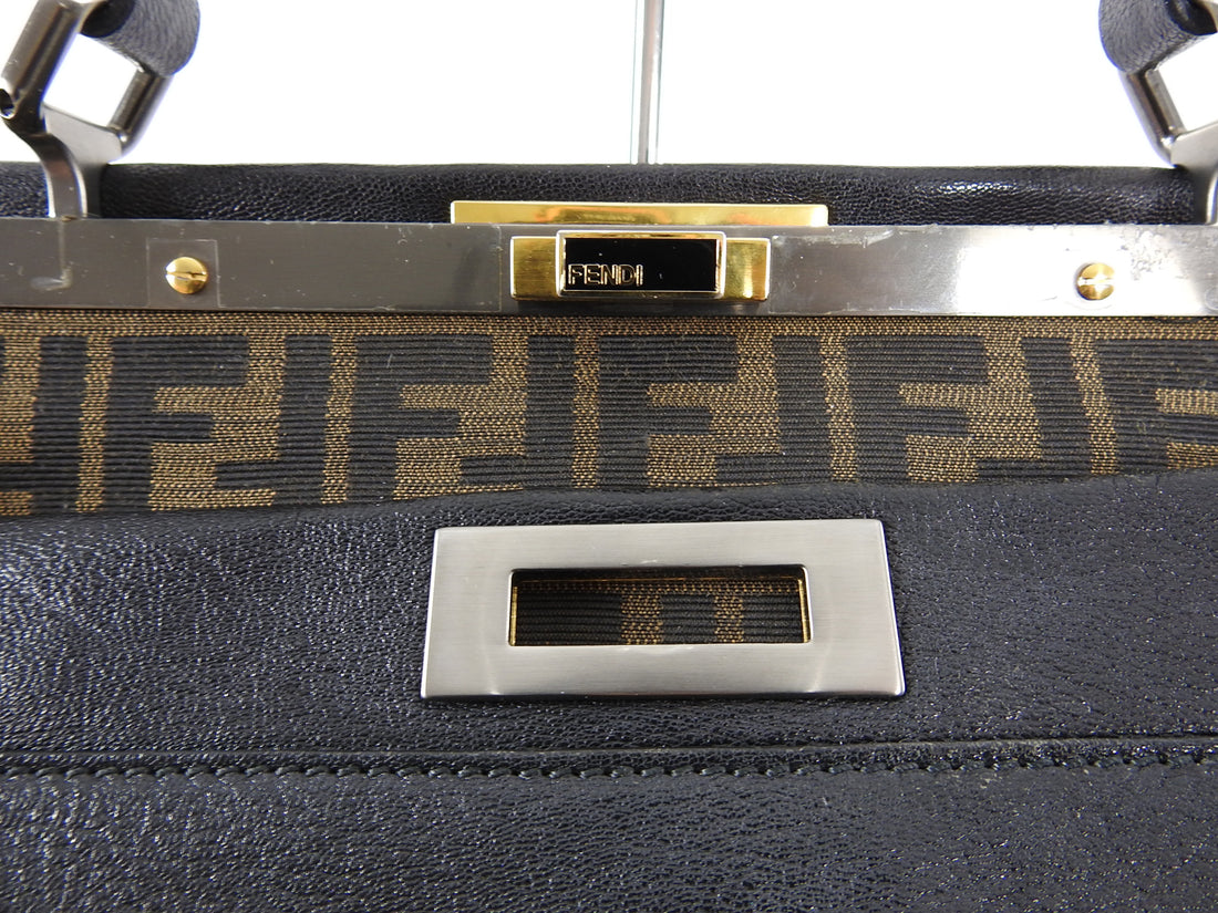 Fendi Peekaboo Large Bag in Black and Zucca Monogram Lining