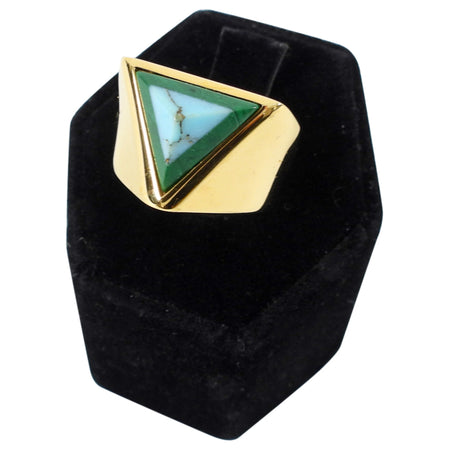 Fendi Green Triangular Geometric Ring - 6