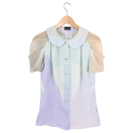 Fendi Sheer Silk Chiffon Pastel Color Block Blouse - IT42 / 6 Small