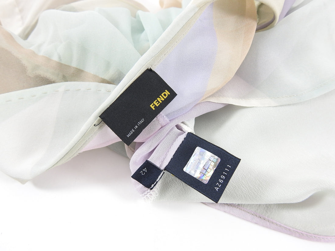 Fendi Sheer Silk Chiffon Pastel Color Block Blouse - IT42 / 6 Small