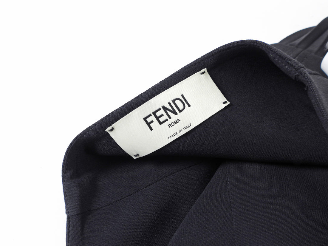 Fendi Black and Olive Green Pleated Midi Skirt - IT42 / USA 6 / M