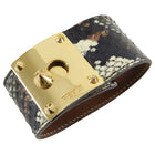 Fendi Brown Snakeskin Cuff Bracelet with Gold Clasp