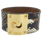 Fendi Brown Snakeskin Cuff Bracelet with Gold Clasp