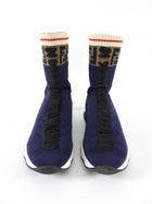 Fendi Navy Monogram Knit Sock Sneakers - USA 8