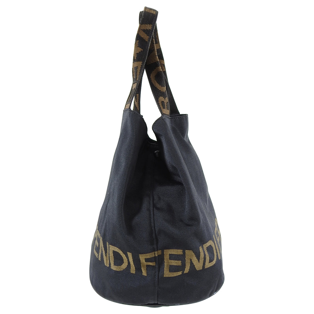 Fendi Vintage Black Nylon Zucca Logo Bucket Bag