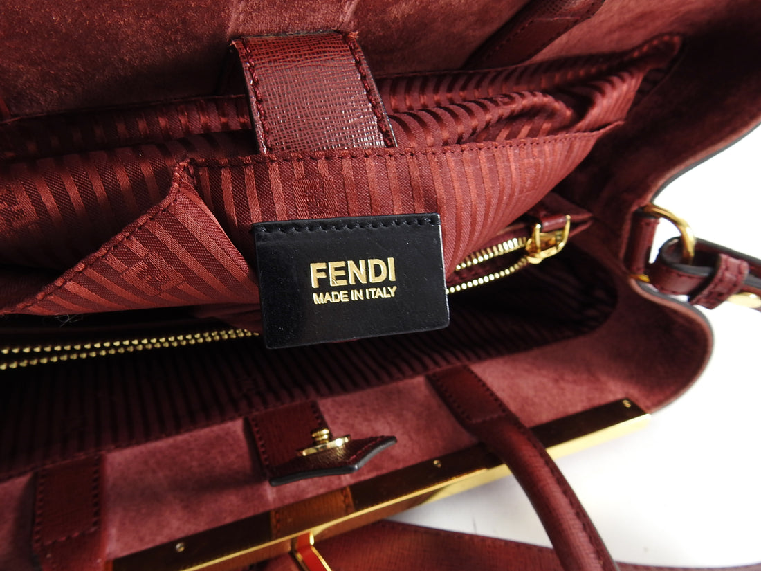Fendi 2 Jours Dark Red Two Way Tote Shoulder Bag