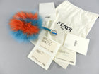 Fendi Turquoise and Orange Letter V Fox Fur Bag Charm - Bag Bug