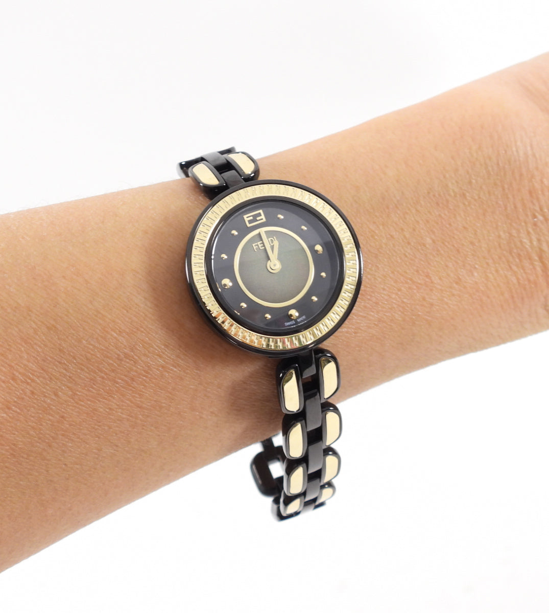 Fendi Black and Gold Two-Tone Ladies Wrist Watch