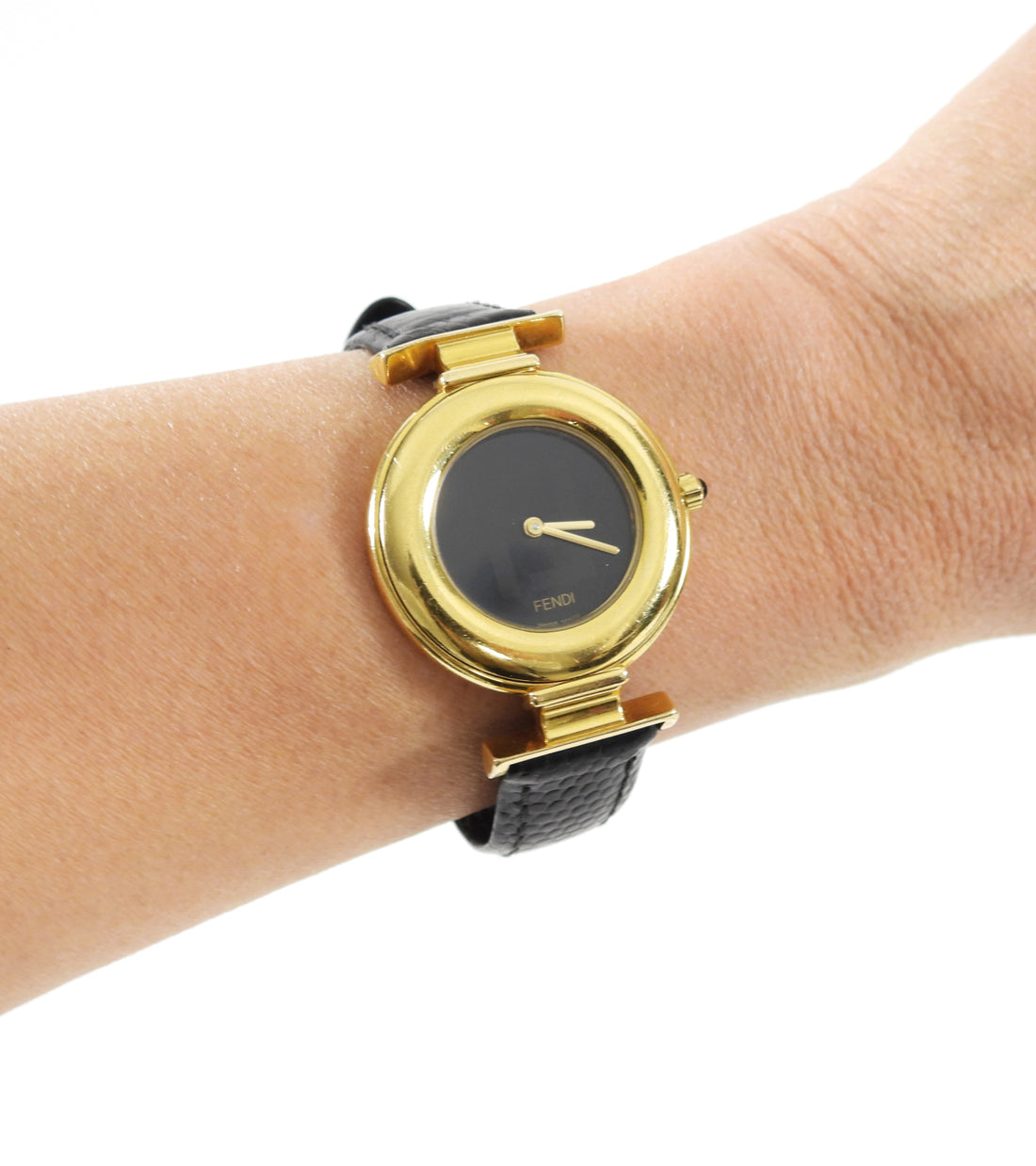 Fendi Vintage FF Gold 320 G Watch with Black Band