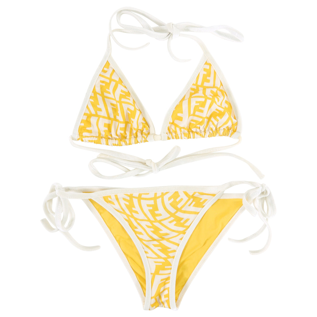 Fendi Yellow and White FF Vertigo Logo Bikini - IT40 / USA 4 / S