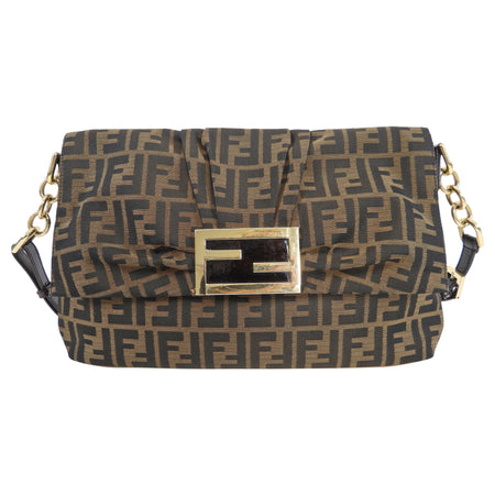 Fendi Zucca Brown FF Logo Shoulder Bag