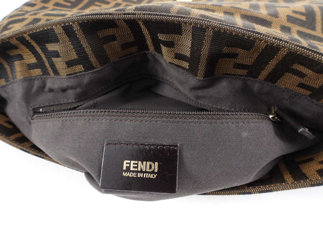 Fendi Zucca Brown FF Logo Shoulder Bag