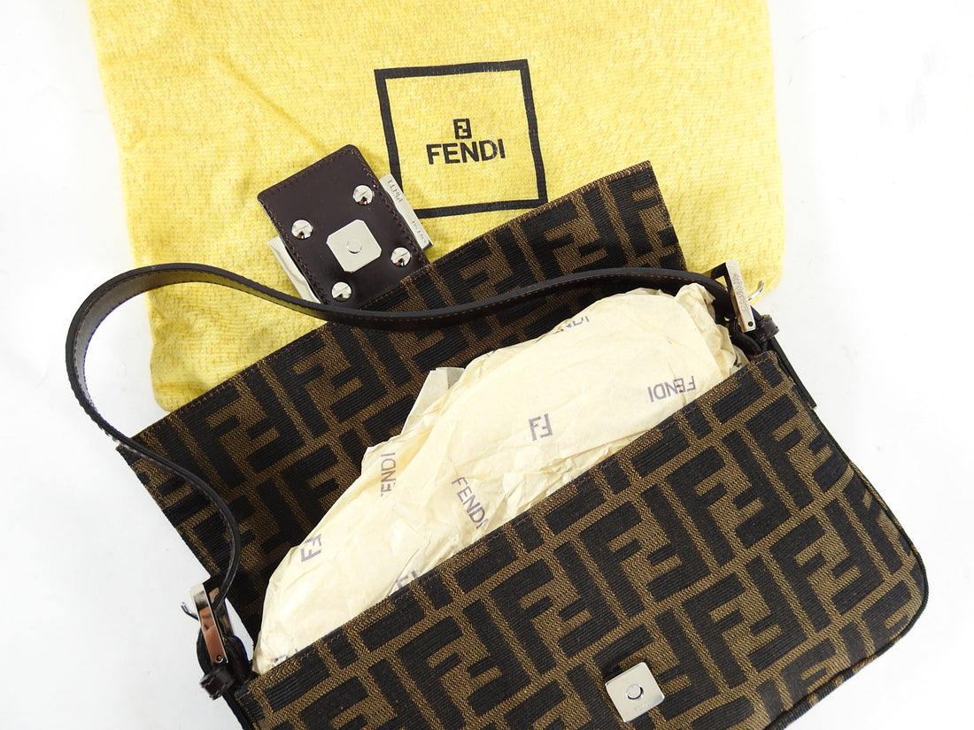 Fendi Vintage 1990's Zucca Monogram Logo Baguette Bag