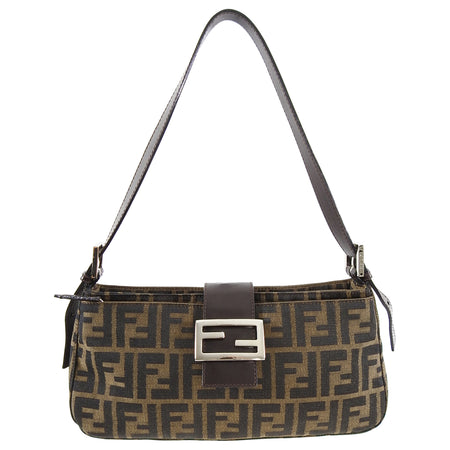 Fendi Brown Zucca Logo Baguette Bag