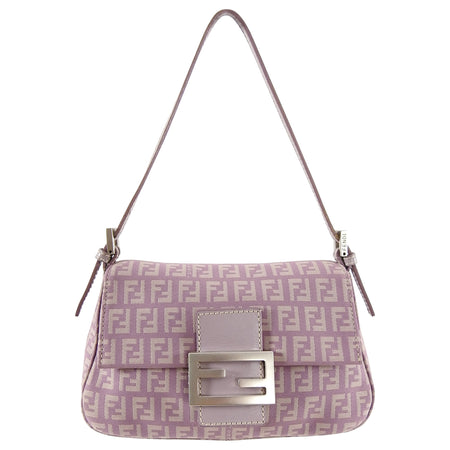 Fendi Vintage Zucca Purple Logo Small Baguette Bag