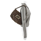 Fendi Zucca Monogram Logo Shoulder Bag with Braided Strap