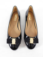 Ferragamo Vera Black Patent Flat Shoes - 8C